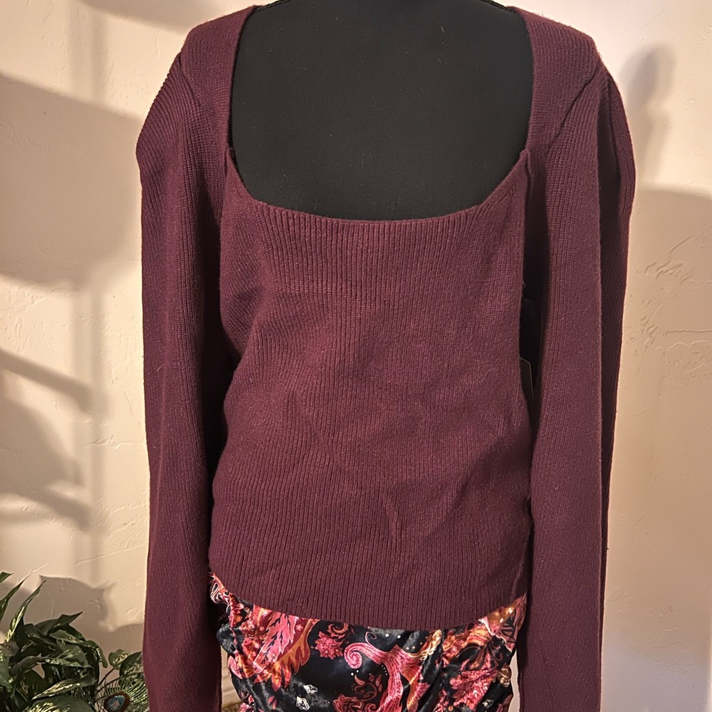 Free People Off-the-Shoulder Sweater in Deep Purple